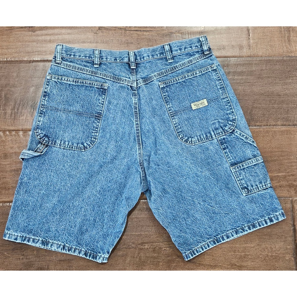 Wrangler Hero Mens Blue Denim Carpenter Shorts Hammer Loop Carpenter  size 34